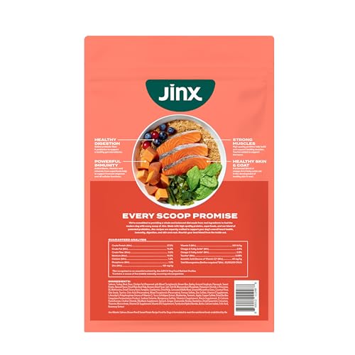 Jinx Premium Dry Dog Food, Real Salmon, Brown Rice & Sweet Potato Kibble with Superfoods & Probiotics, No Fillers, for All Lifestages, 11.5lb