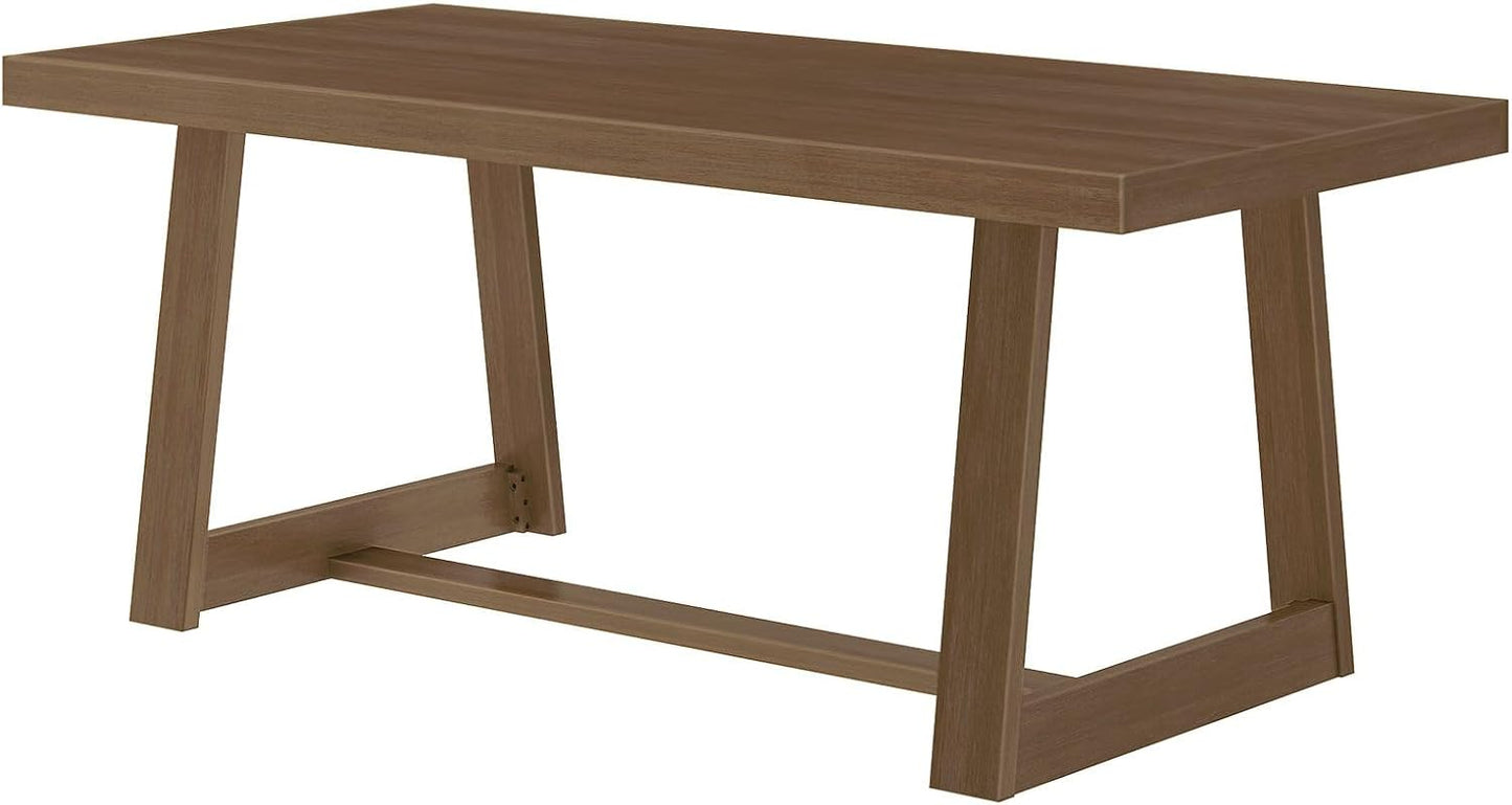 Mesa de comedor rústica de 72 pulgadas con estructura de madera maciza, mesa de comedor rectangular grande de madera para comedor, oficina en casa, muebles de sala de estar, fácil montaje, cepillo de alambre negro