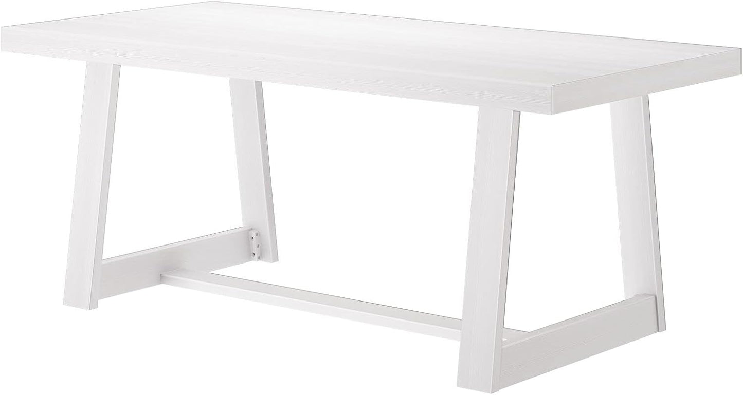 Mesa de comedor rústica de 72 pulgadas con estructura de madera maciza, mesa de comedor rectangular grande de madera para comedor, oficina en casa, muebles de sala de estar, fácil montaje, cepillo de alambre negro