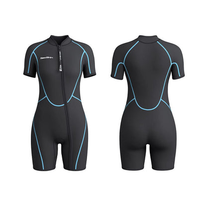 Seaskin Mens 3mm Shorty Wetsuit Womens, Full Body Diving Suit Front Zip Wetsuit for Diving Snorkeling Surfing Swimming