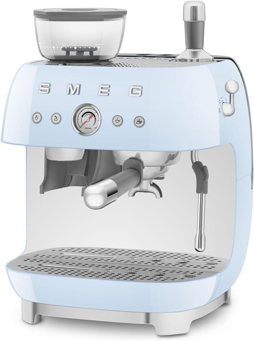 Smeg Retro Semi-Automatic Espresso Machine, EGF03PBUS, Pastel Blue