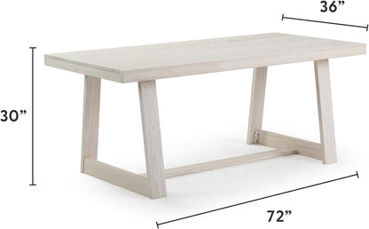 Mesa de comedor rústica de 72 pulgadas con estructura de madera maciza, mesa de comedor rectangular grande de madera para comedor, oficina en casa, muebles de sala de estar, fácil montaje, cepillo de alambre negro