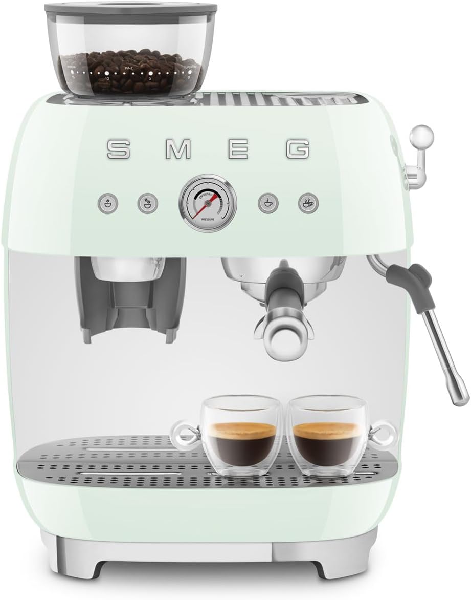 Smeg Retro Semi-Automatic Espresso Machine, EGF03PBUS, Pastel Blue