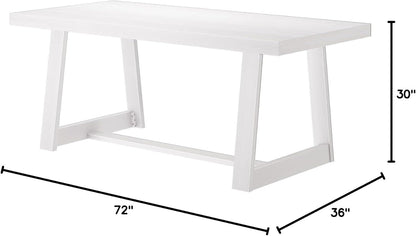 Mesa de comedor rústica de 72 pulgadas con estructura de madera maciza, mesa de comedor rectangular grande de madera para comedor, oficina en casa, muebles de sala de estar, fácil montaje, cepillo de alambre negro