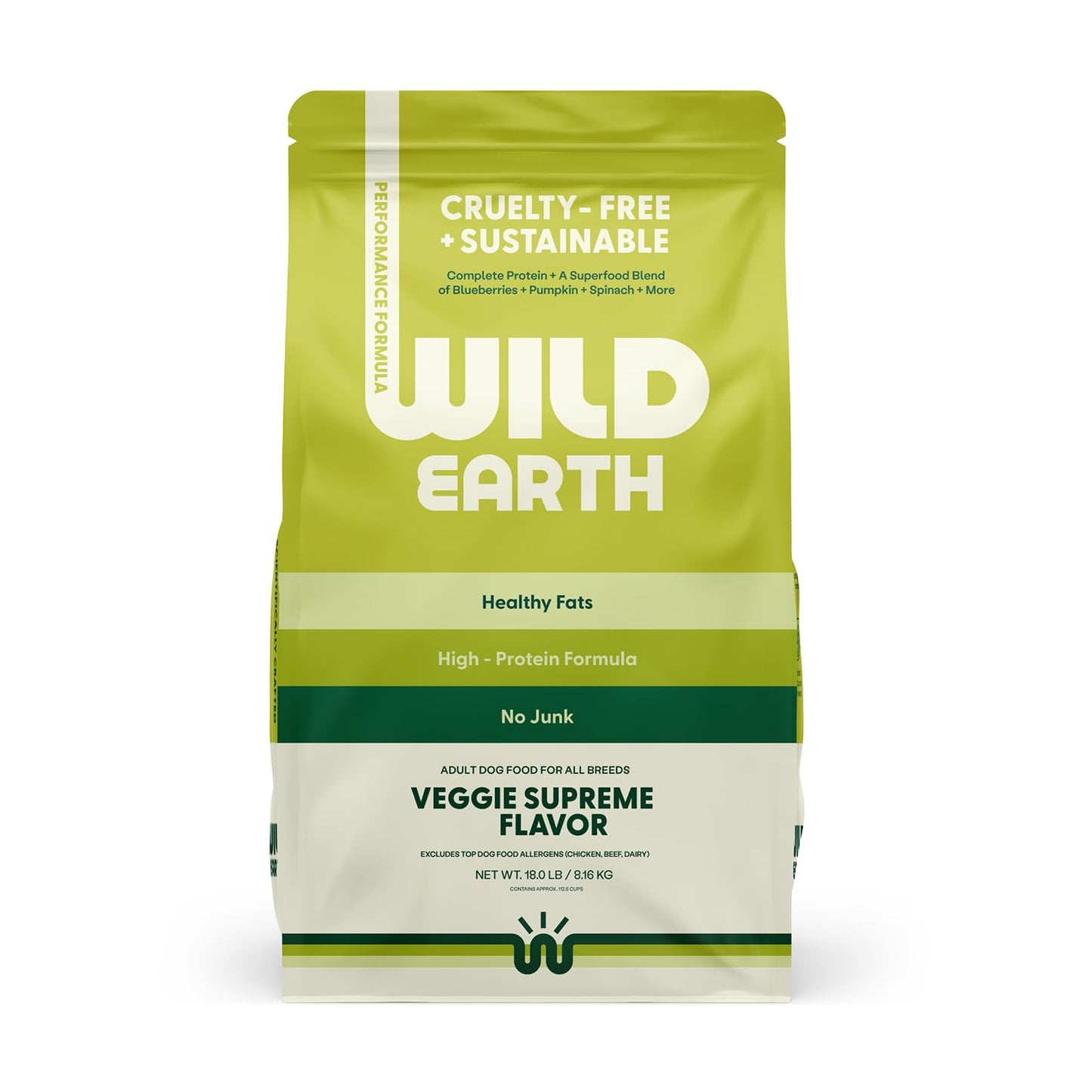 Wild Earth Vegan Dry Dog Food Performance Formula | Plant-Based Vegetarian Kibble | Wheat-Free, Allergen-Free, Veterinarian-Developed | Veggie Supreme Flavor, 4lb Bag