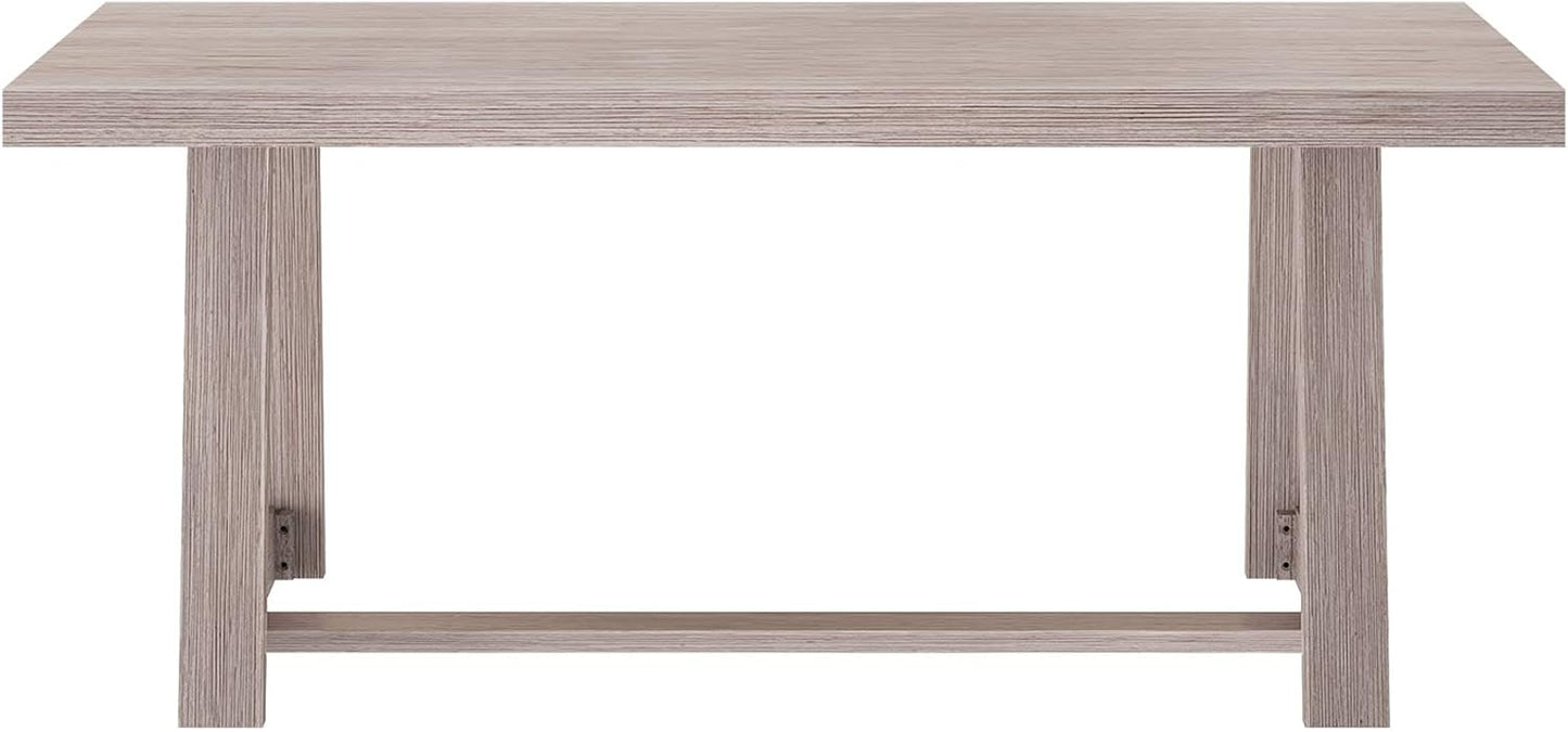 Mesa de comedor rústica de 72 pulgadas con estructura de madera maciza, mesa de comedor rectangular grande de madera para comedor, oficina en casa, muebles de sala de estar, fácil montaje, cepillo de alambre negro