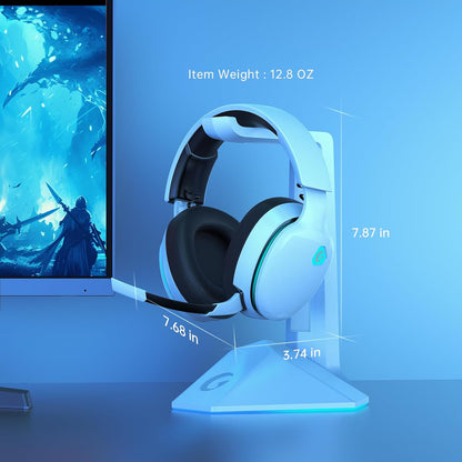 2.4GHz 无线游戏耳机，适用于 PS5、PS4 Fortnite 和使命召唤/FPS 游戏玩家、PC、任天堂 Switch、蓝牙 5.3 游戏耳机，带降噪麦克风、立体声、40+ 小时电池 - 白色