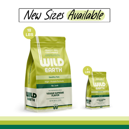 Wild Earth Vegan Dry Dog Food Performance Formula | Plant-Based Vegetarian Kibble | Wheat-Free, Allergen-Free, Veterinarian-Developed | Veggie Supreme Flavor, 4lb Bag