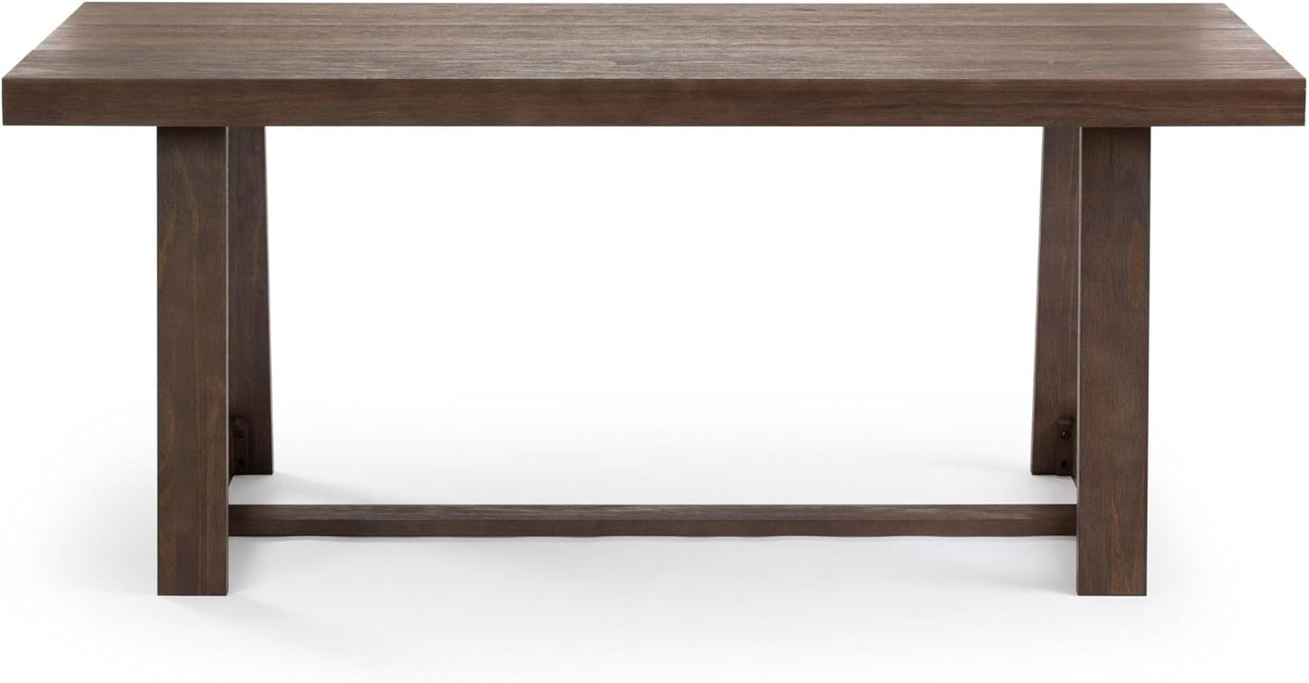 Mesa de comedor rústica de 72 pulgadas con estructura de madera maciza, mesa de comedor rectangular grande de madera para comedor, oficina en casa, muebles de sala de estar, fácil montaje, cepillo de alambre negro