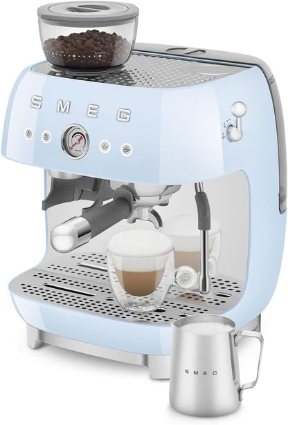 Smeg Retro Semi-Automatic Espresso Machine, EGF03PBUS, Pastel Blue