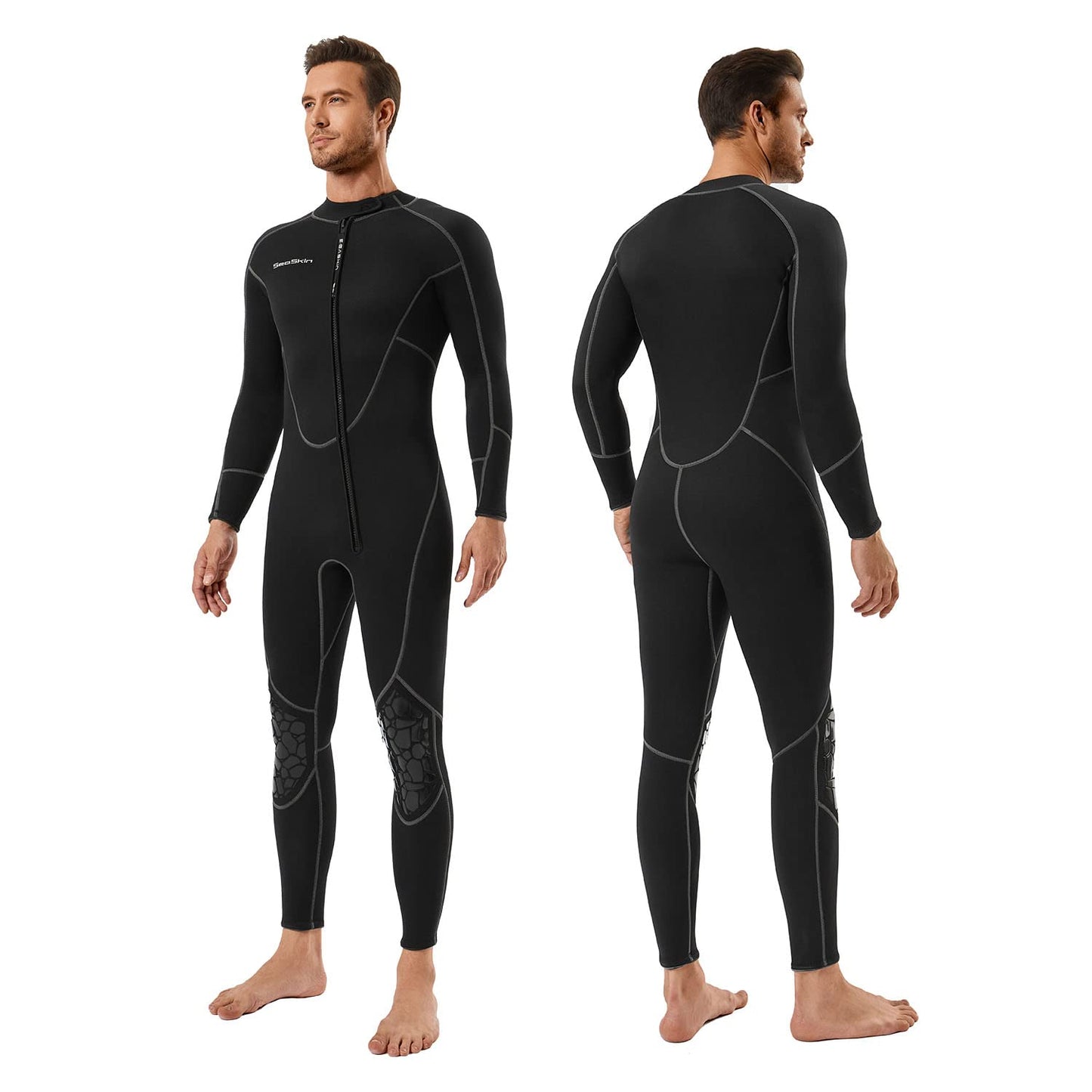 Seaskin Mens 3mm Shorty Wetsuit Womens, Full Body Diving Suit Front Zip Wetsuit for Diving Snorkeling Surfing Swimming