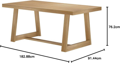 Mesa de comedor rústica de 72 pulgadas con estructura de madera maciza, mesa de comedor rectangular grande de madera para comedor, oficina en casa, muebles de sala de estar, fácil montaje, cepillo de alambre negro