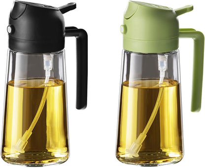 TrendPlain 16oz/470ml Olive Oil Sprayer for Cooking - 2 in 1 Olive Oil Dispenser for Kitchen Gadgets, Air Fryer, Salad, and BBQ - Black