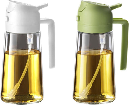 TrendPlain 16oz/470ml Olive Oil Sprayer for Cooking - 2 in 1 Olive Oil Dispenser for Kitchen Gadgets, Air Fryer, Salad, and BBQ - Black