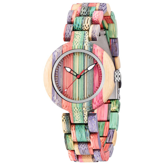 Dentily Wooden Watches for Women Handmade Colorful Quartz Ladies Womens Wooden Watch