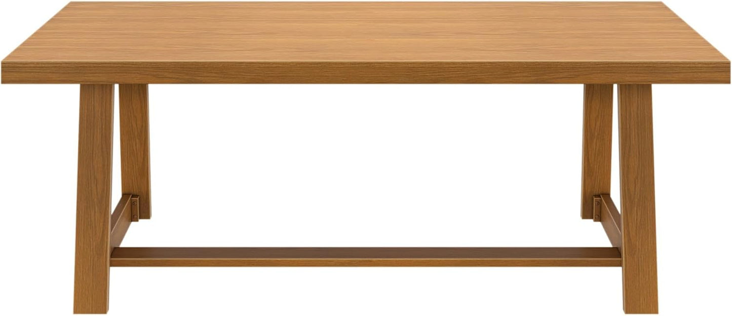 Mesa de comedor rústica de 72 pulgadas con estructura de madera maciza, mesa de comedor rectangular grande de madera para comedor, oficina en casa, muebles de sala de estar, fácil montaje, cepillo de alambre negro