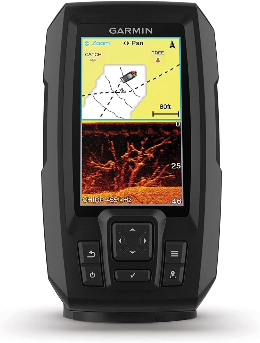 Garmin Striker 4cv with Transducer, 4" GPS Fishfinder with CHIRP Traditional and ClearVu Scanning Sonar Transducer and Built In Quickdraw Contours Mapping Software