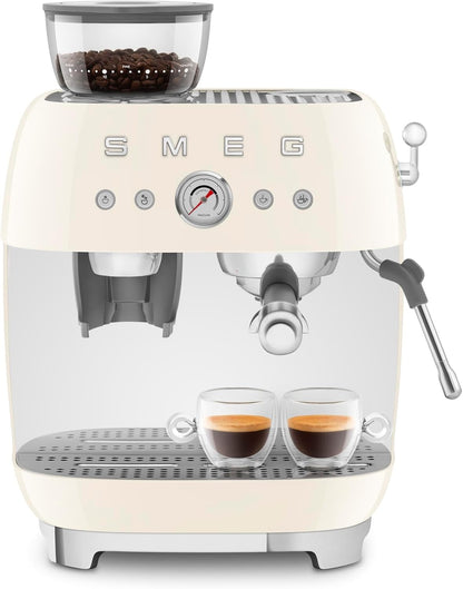 Cafetera espresso semiautomática Smeg Retro, EGF03PBUS, color azul pastel