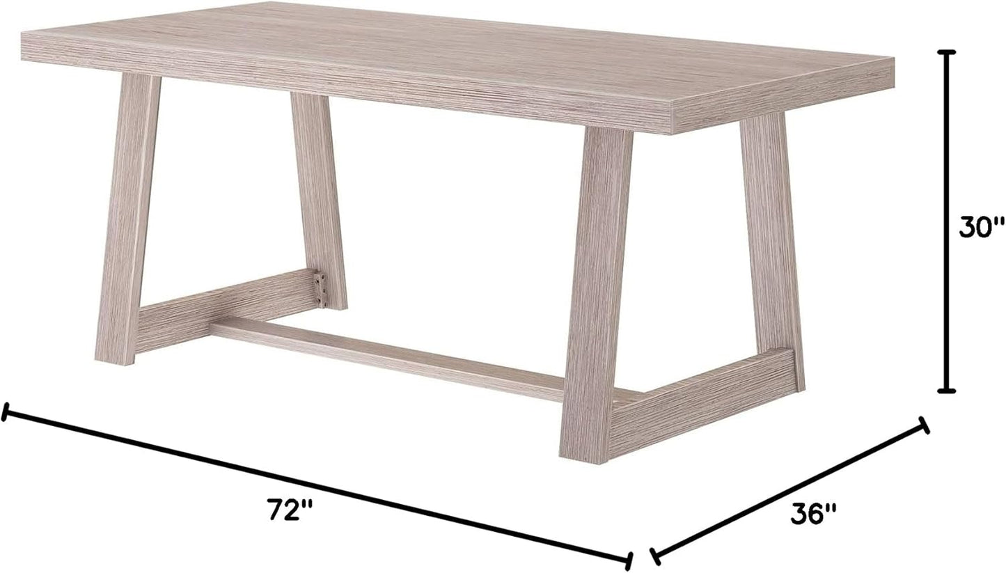 Mesa de comedor rústica de 72 pulgadas con estructura de madera maciza, mesa de comedor rectangular grande de madera para comedor, oficina en casa, muebles de sala de estar, fácil montaje, cepillo de alambre negro