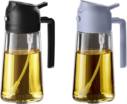 TrendPlain 16oz/470ml Olive Oil Sprayer for Cooking - 2 in 1 Olive Oil Dispenser for Kitchen Gadgets, Air Fryer, Salad, and BBQ - Black