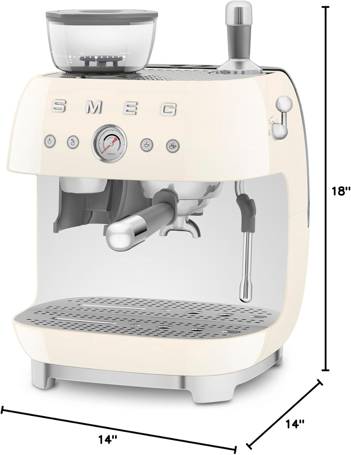 Smeg Retro Semi-Automatic Espresso Machine, EGF03PBUS, Pastel Blue