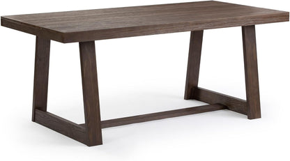 Mesa de comedor rústica de 72 pulgadas con estructura de madera maciza, mesa de comedor rectangular grande de madera para comedor, oficina en casa, muebles de sala de estar, fácil montaje, cepillo de alambre negro