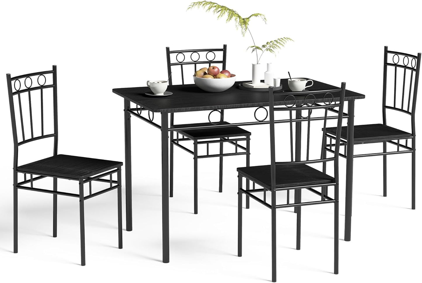 Juego de mesa de comedor para 4, mesa de cocina de 5 piezas y sillas, juego de mesa de comedor rectangular con 4 sillas, juego de mesa de cocina que ahorra espacio para espacios pequeños, comedor, apartamento, marrón retro