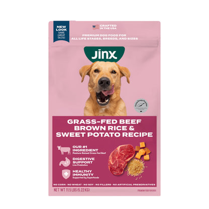 Jinx Premium Dry Dog Food, Real Salmon, Brown Rice & Sweet Potato Kibble with Superfoods & Probiotics, No Fillers, for All Lifestages, 11.5lb