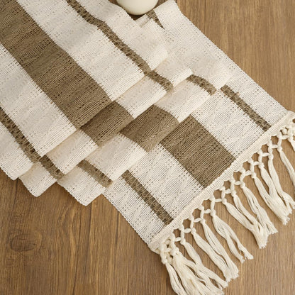 Boho Table Runner Farmhouse Table Runner 72 Inches Long Rustic Coffee Table Runners Cotton Macrame Spring Table Runners with Tassel for Bridal Shower Wedding Kitchen Dining Room Table Home Decor Brown