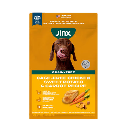 Jinx Premium Dry Dog Food, Real Salmon, Brown Rice & Sweet Potato Kibble with Superfoods & Probiotics, No Fillers, for All Lifestages, 11.5lb