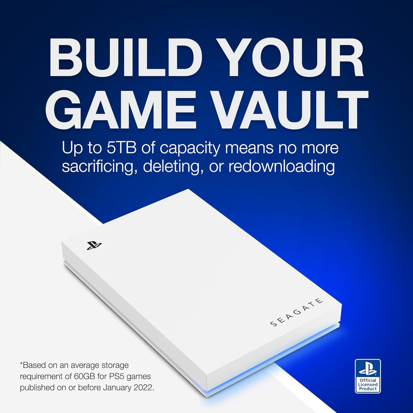 Seagate Game Drive for PS5 5TB External HDD - USB 3.0, Officially Licensed, Blue LED (STLV5000100)