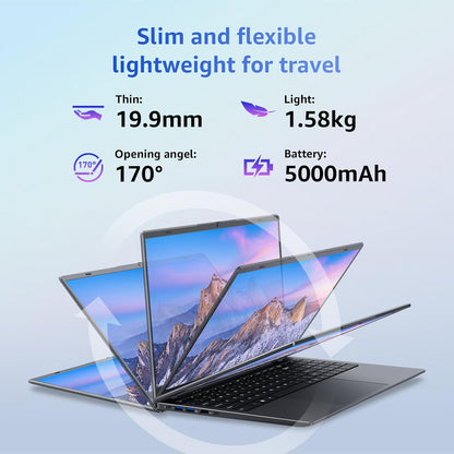 Laptop, 12GB LPDDR5 RAM, 1TB SSD, 15.6 Inch Laptop Computer, Win 11 Pro, N95 Quad Core Processor, Up to 3.4GHz, Preinstall Office Pro Plus 2024, WiFi 5, BT 5.0, USB-C, Webcam, Fingerprint