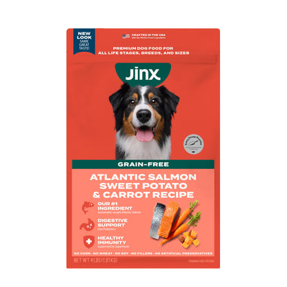 Jinx Premium Dry Dog Food, Real Salmon, Brown Rice & Sweet Potato Kibble with Superfoods & Probiotics, No Fillers, for All Lifestages, 11.5lb