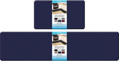 StepRite Kitchen Mats, 2PCS Kitchen Rugs, Cushioned Anti Fatigue Kitchen Mats for Floor, Non-Slip Standing Desk Mat, Waterproof Kitchen Rug Set for Kitchen, Floor, Office,17.3"×30"+17.3"×47",Black