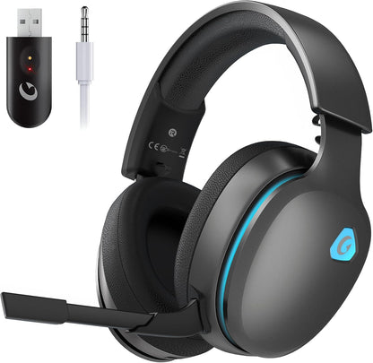 Auriculares inalámbricos para juegos de 2,4 GHz para PS5, PS4 Fortnite y Call of Duty/FPS Gamers, PC, Nintendo Switch, auriculares para juegos Bluetooth 5.3 con micrófono con cancelación de ruido, sonido estéreo, batería de más de 40 horas, color blanco