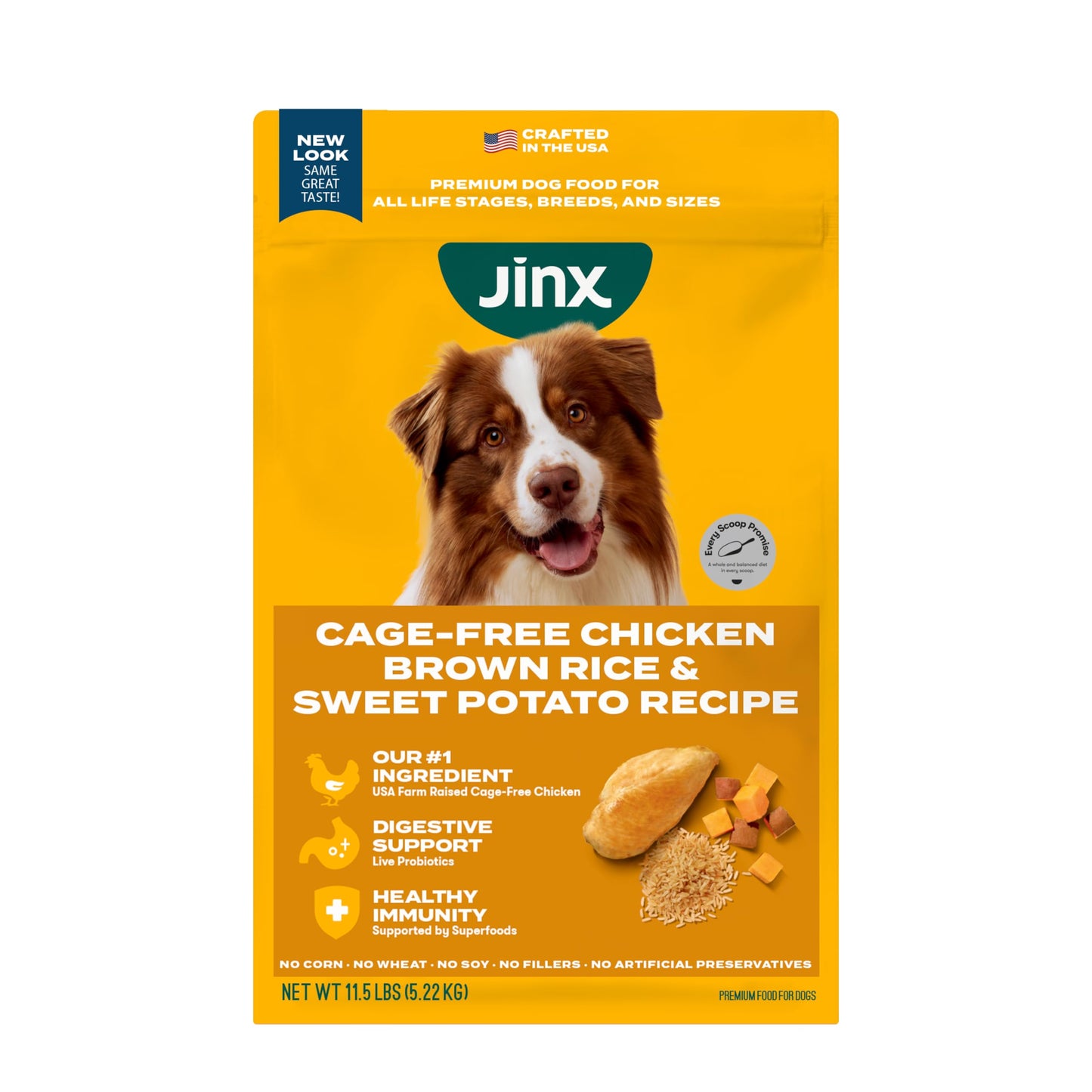 Jinx Premium Dry Dog Food, Real Salmon, Brown Rice & Sweet Potato Kibble with Superfoods & Probiotics, No Fillers, for All Lifestages, 11.5lb