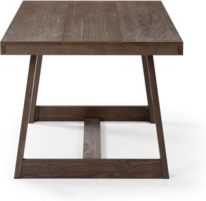 Mesa de comedor rústica de 72 pulgadas con estructura de madera maciza, mesa de comedor rectangular grande de madera para comedor, oficina en casa, muebles de sala de estar, fácil montaje, cepillo de alambre negro