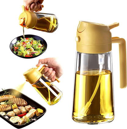 TrendPlain 16oz/470ml Olive Oil Sprayer for Cooking - 2 in 1 Olive Oil Dispenser for Kitchen Gadgets, Air Fryer, Salad, and BBQ - Black