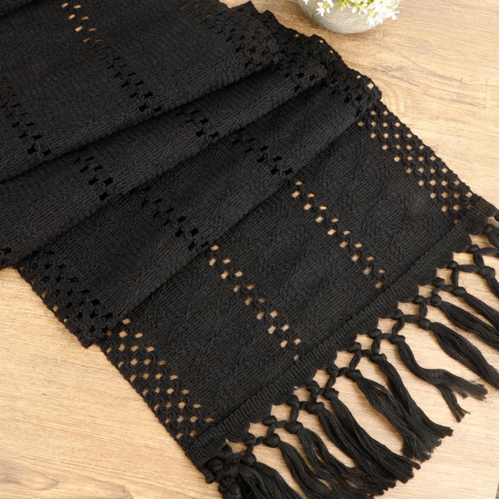 Boho Table Runner Farmhouse Table Runner 72 Inches Long Rustic Coffee Table Runners Cotton Macrame Spring Table Runners with Tassel for Bridal Shower Wedding Kitchen Dining Room Table Home Decor Brown