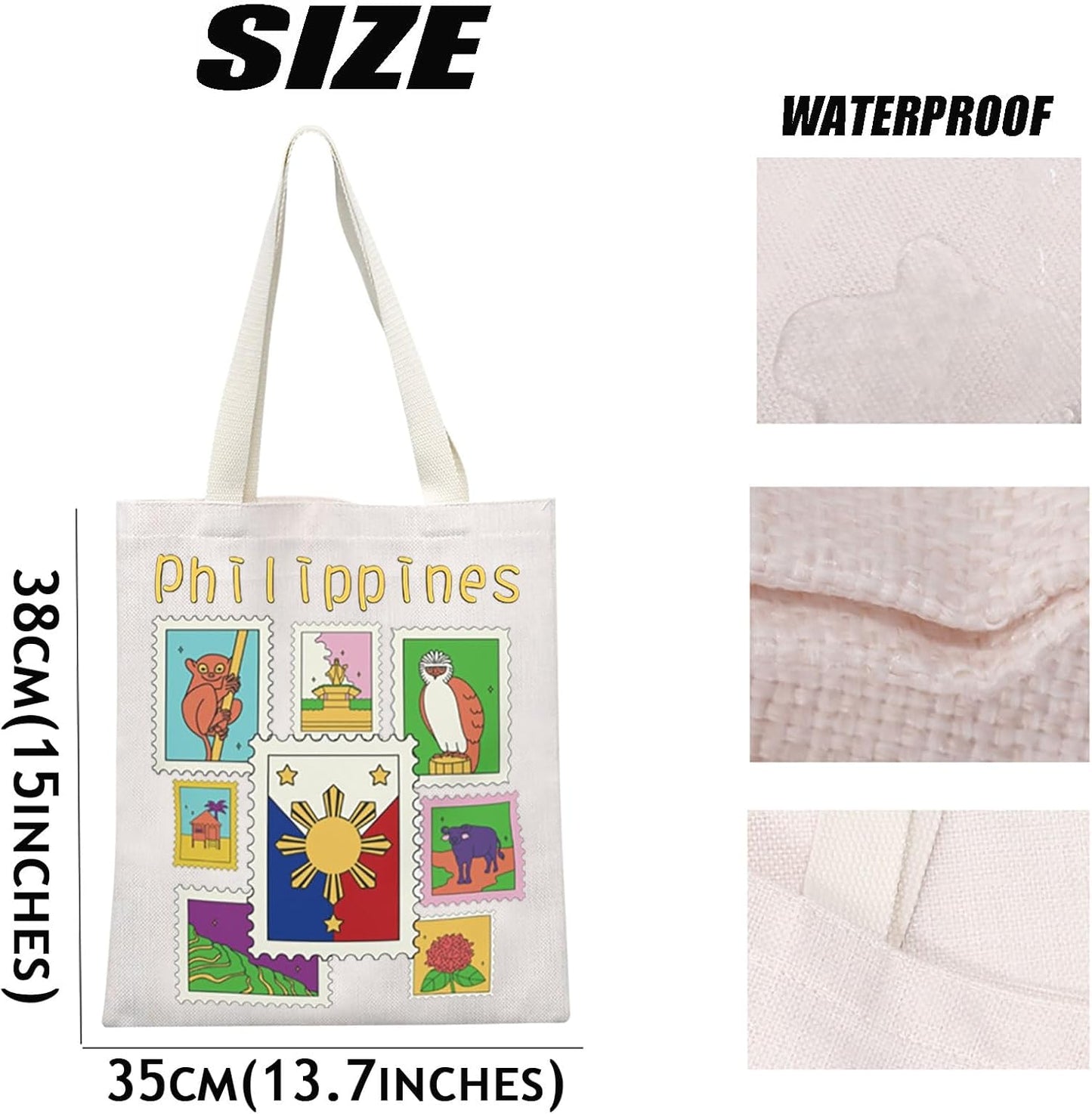 MEIKIUP Filipino Tote Bag - Philippines Sun & Star Collection Shoulder Bag