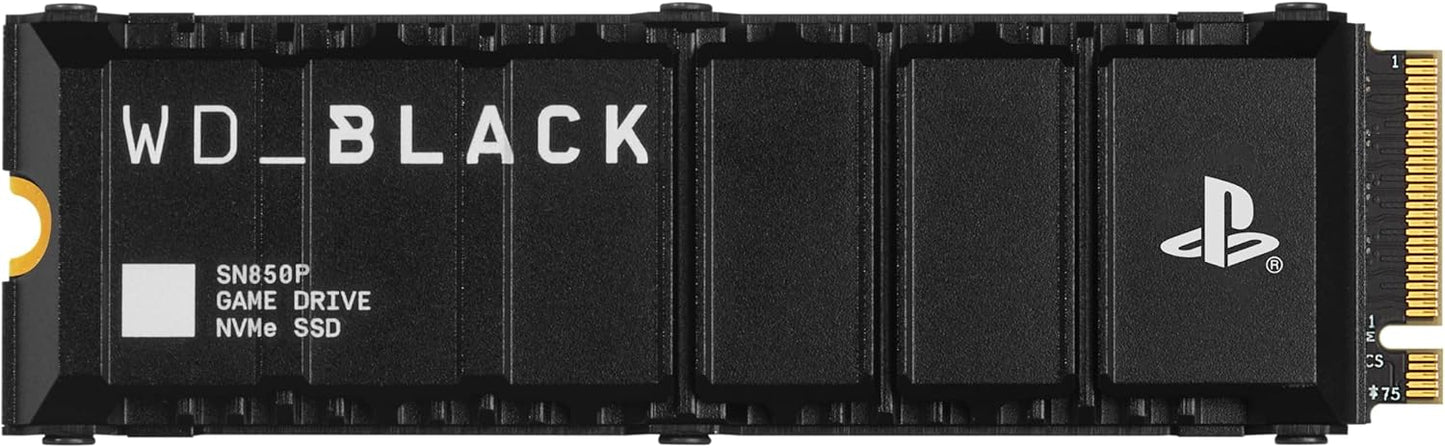 Expansión de almacenamiento con licencia oficial WD_BLACK 2TB SN850P NVMe M.2 SSD para consolas PS5, hasta 7300 MB/s, con disipador de calor - WDBBYV0020BNC-WRSN