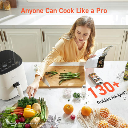 COSORI Air Fryer Pro 9-in-1, Compact 5QT, 450℉: Half Time & Chef-Grade Cook, One-Wipe Clean Glass Panel, 130+ In-App Recipes with Nutritional Info, Nonstick & Dishwasher-Safe Basket, Gray