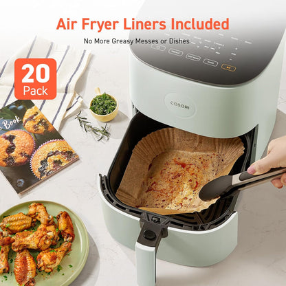 COSORI Air Fryer Pro 9-in-1, Compact 5QT, 450℉: Half Time & Chef-Grade Cook, One-Wipe Clean Glass Panel, 130+ In-App Recipes with Nutritional Info, Nonstick & Dishwasher-Safe Basket, Gray