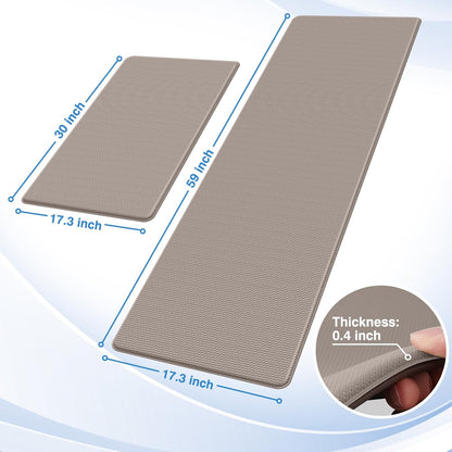 StepRite 厨房垫，2 件装厨房地毯，加垫抗疲劳厨房地板垫，防滑站立式桌垫，防水厨房地毯套装，适用于厨房、地板、办公室，17.3"×30"+17.3"×47"，黑色