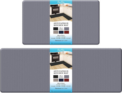 StepRite Kitchen Mats, 2PCS Kitchen Rugs, Cushioned Anti Fatigue Kitchen Mats for Floor, Non-Slip Standing Desk Mat, Waterproof Kitchen Rug Set for Kitchen, Floor, Office,17.3"×30"+17.3"×47",Black