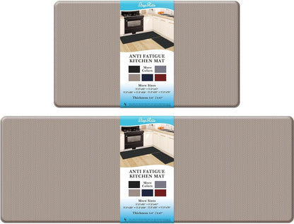 StepRite Kitchen Mats, 2PCS Kitchen Rugs, Cushioned Anti Fatigue Kitchen Mats for Floor, Non-Slip Standing Desk Mat, Waterproof Kitchen Rug Set for Kitchen, Floor, Office,17.3"×30"+17.3"×47",Black