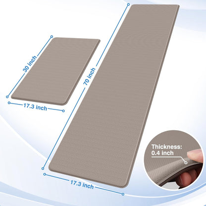 StepRite 厨房垫，2 件装厨房地毯，加垫抗疲劳厨房地板垫，防滑站立式桌垫，防水厨房地毯套装，适用于厨房、地板、办公室，17.3"×30"+17.3"×47"，黑色