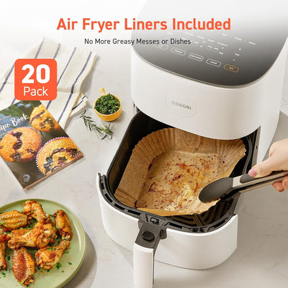 COSORI Air Fryer Pro 9-in-1, Compact 5QT, 450℉: Half Time & Chef-Grade Cook, One-Wipe Clean Glass Panel, 130+ In-App Recipes with Nutritional Info, Nonstick & Dishwasher-Safe Basket, Gray