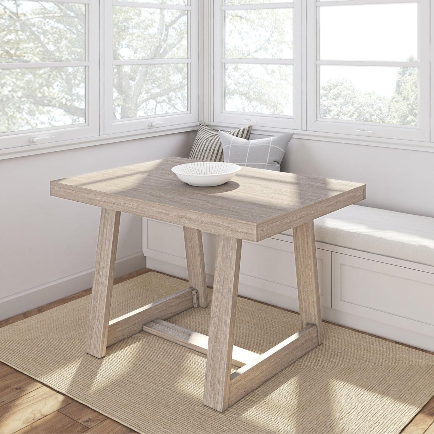 Mesa de comedor rústica de 72 pulgadas con estructura de madera maciza, mesa de comedor rectangular grande de madera para comedor, oficina en casa, muebles de sala de estar, fácil montaje, cepillo de alambre negro