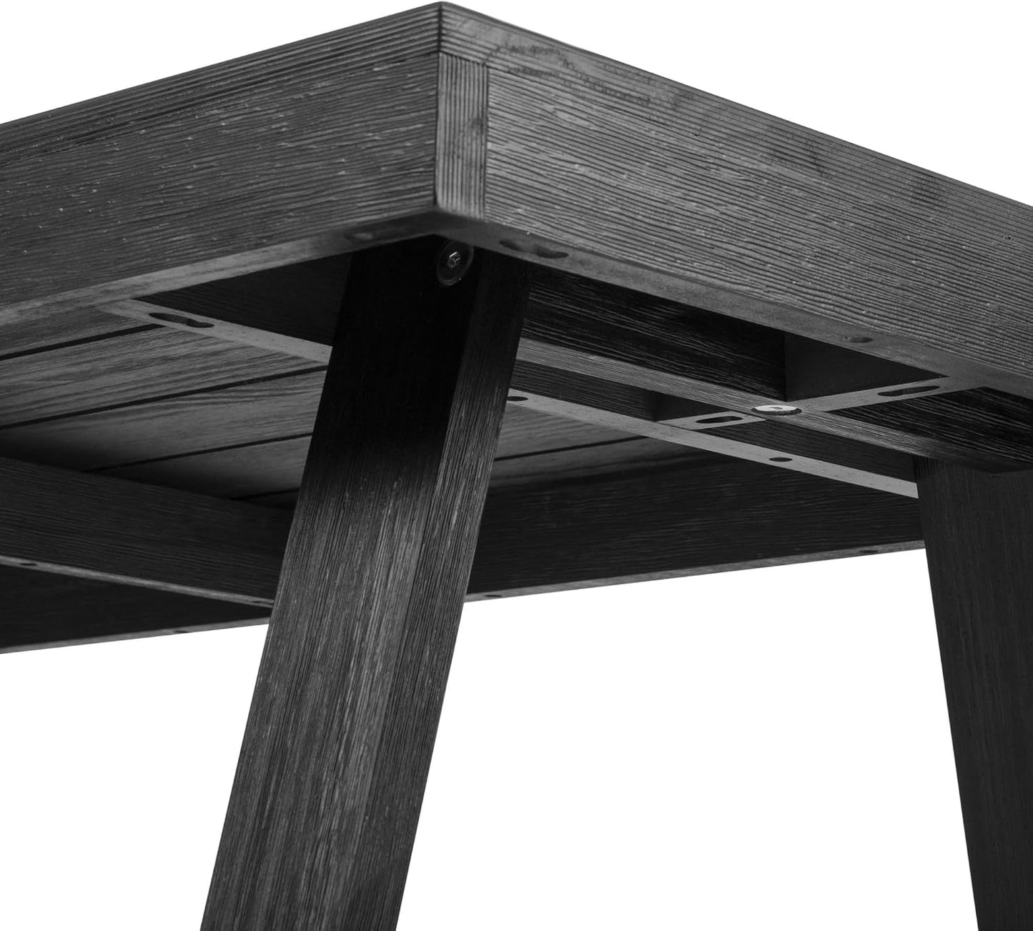 Mesa de comedor rústica de 72 pulgadas con estructura de madera maciza, mesa de comedor rectangular grande de madera para comedor, oficina en casa, muebles de sala de estar, fácil montaje, cepillo de alambre negro